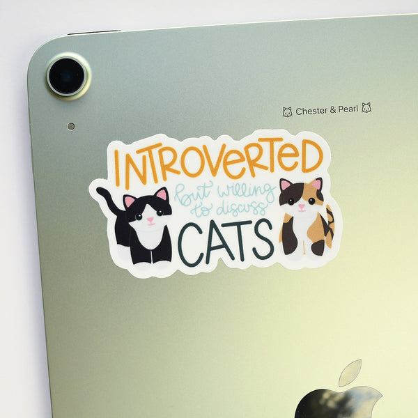 Introverted But Willing To Discuss Cats 3-in. Vinyl Cat Sticker
