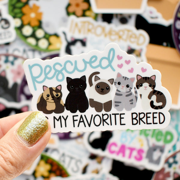 Rescued Is My Favorite Breed 3-in. Vinyl Cat Sticker
