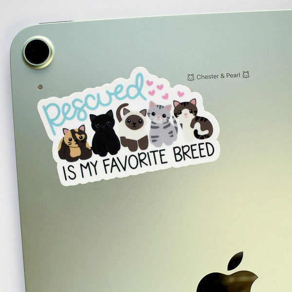 Rescued Is My Favorite Breed 3-in. Vinyl Cat Sticker